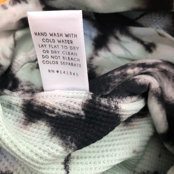 Daydreamer Tie Dye Thermal Drawstring Lounge Shorts in Green Wash - Picture 5 of 7